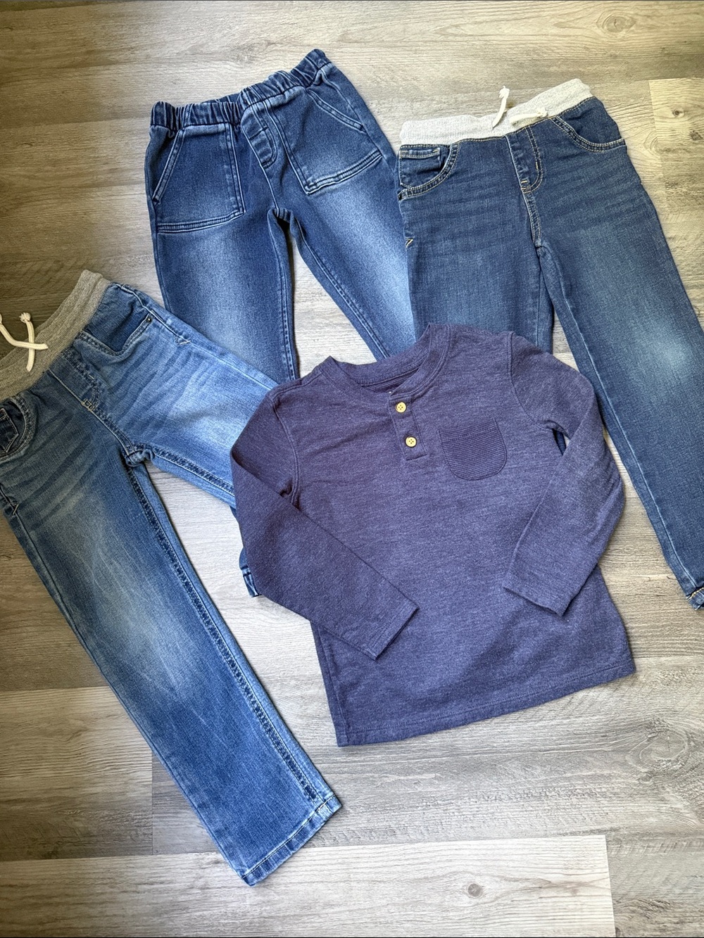 CAT & JACK DENIM JEANS & LONG SLEEVE SHIRT BUNDLE!